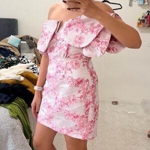 PrettyLittleThing Pink Floral One Shoulder Dress